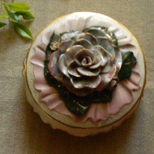 Beautiful Ceramic Cover Dish Floral Pink